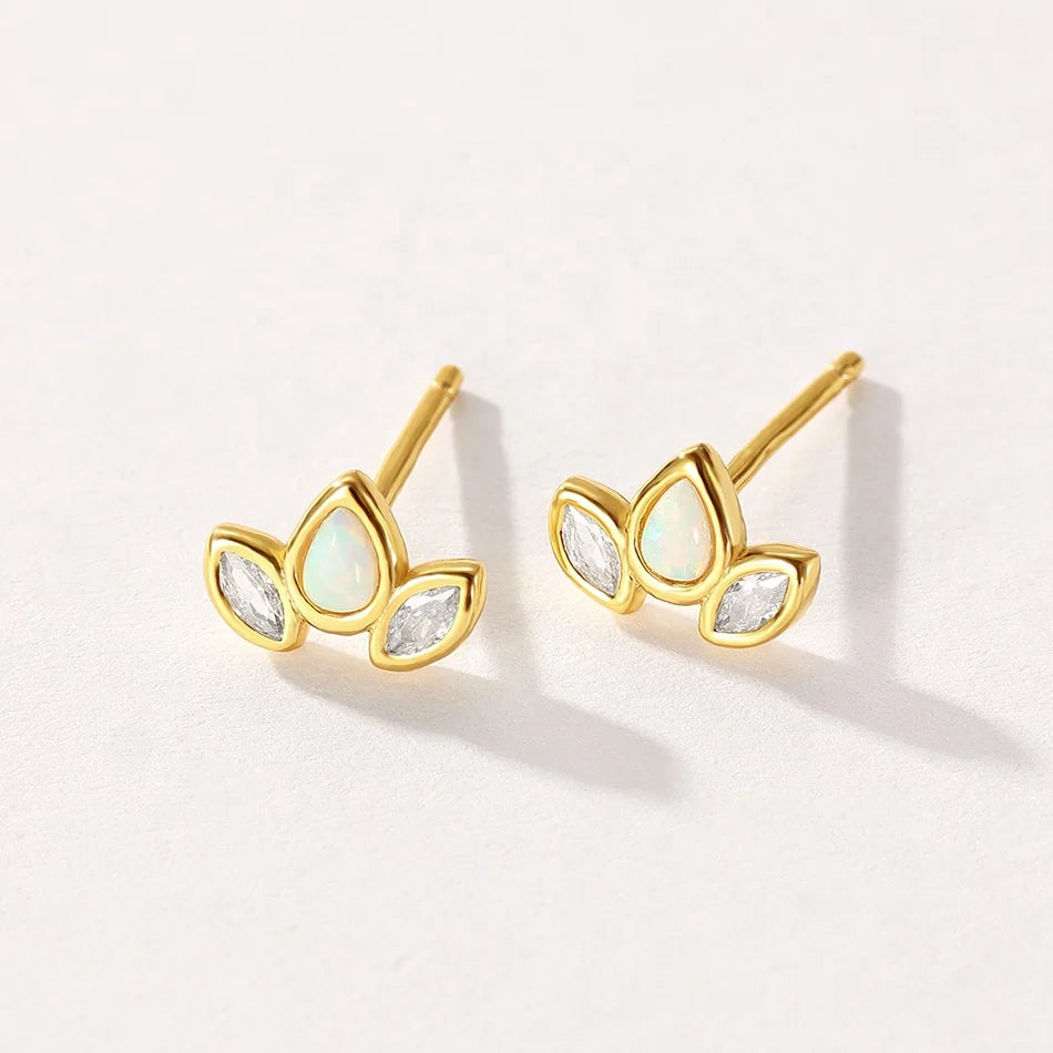 Nagosa Minimalist Fine Jewelry 18k Gold Vermeil 925 Sterling Silver Marquise Cubic Zirconia Stud Earrings Women Daily