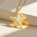 QIKU Trendy Star Pendant Necklace 18K Gold Plated Copper Zircon Women's Gift for Party Wedding
