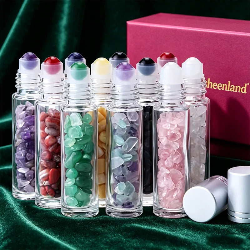 Clear Crystal Glass Roll-On Bottle with Stone Roller for Perfume Oil Screen Printing 10ml MegaBDM