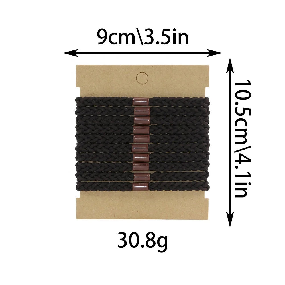 10pcs Set Custom Thick Elastic Hair Bands Men Bun Ponytail Holders Accessories No Damage Braided Hair Tie Bracelets for Women