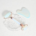 2026 Top Skincare Set:Gold Frame Opal Stone Face Jade Roller & Heart Shape White Gua Sha Skincare Tool Set for 6 Skin Benefits