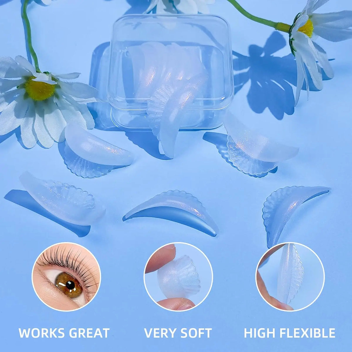 LIBEAURY 6 Sizes Lash Lift Pads Reusable Gel Silicone Lash Lift Rods with C Curl Super Soft & Sticky Lash Lift shields MegaBDM
