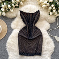 Spring Elegant Strapless Slim Casual Midi Dress For Women Empire Mesh Dress
