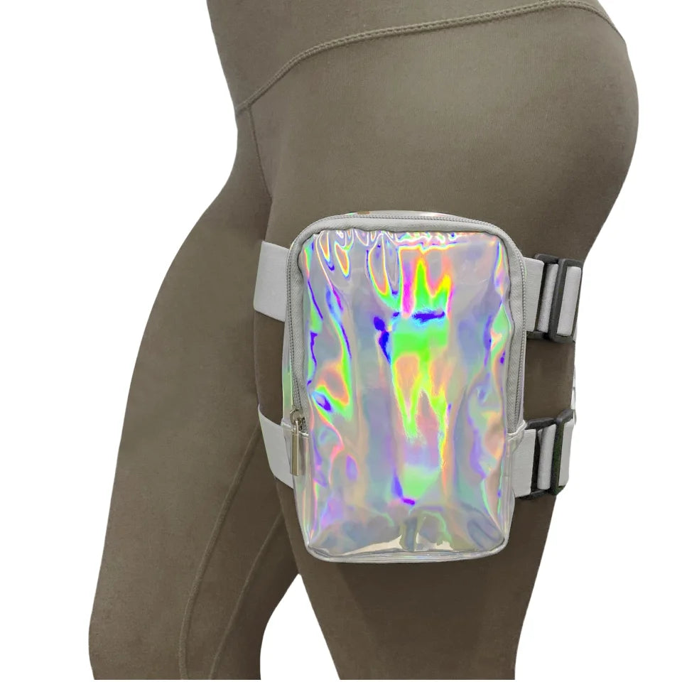 Custom Women's PVC Waist Pouch Carnival Fanny Pack with Zipper Closure Outdoor Thigh Bag