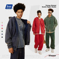 Wholesaler High Quality Heavy Weight 355g Oversize Washed Fleece Blank Custom Men's Zipper Hoodies