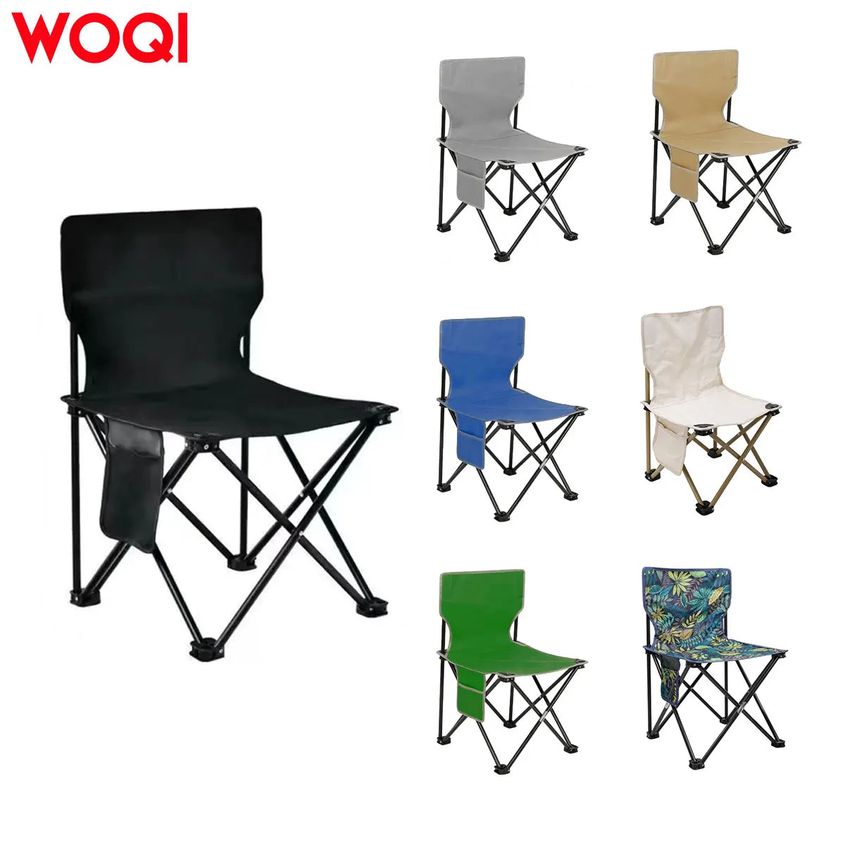 WOQI Lightweight and Compact Camping Folding Chair with Backrest and Waist Protection