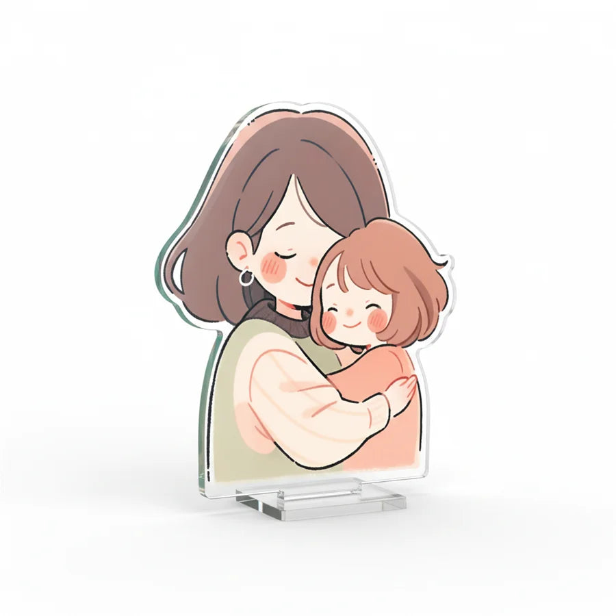 Custom Hologram Rainbow Acrylic Keychain Phone Charm Acrylic Display Cartoon Shaker Stand Acrylic Standee Phone Holders