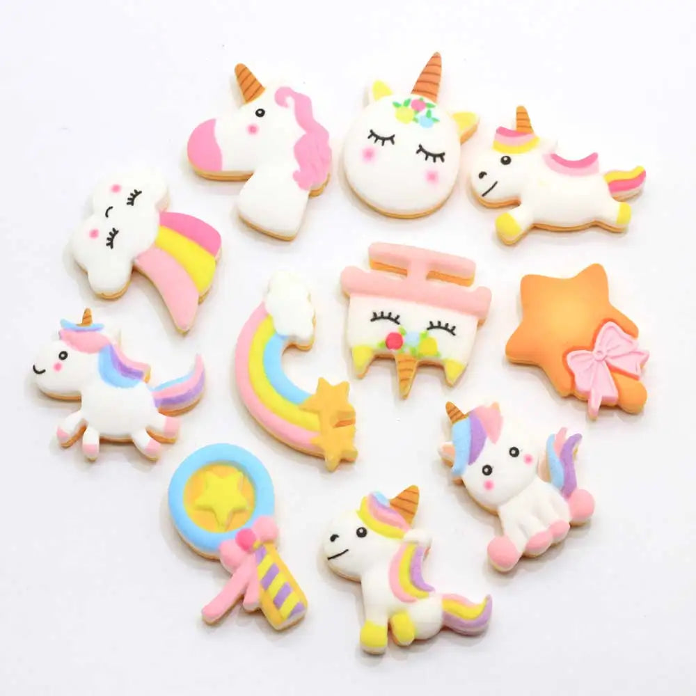 Cute Unicorn Flat Back Resin Charms for DIY Jewelry Hair Clips Slime Supplies Phone Cases Decoration