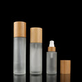 150ml Frosted Clear Glass Lotion Bottle Eco-Friendly Bamboo Pump Dropper Empty Cosmetic Packaging Jars for Facial Cleanser