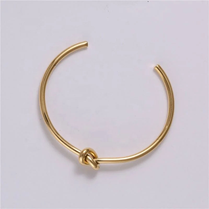 Accessories Women Permanent Jewelry Gold Plated Stainless Steel Knot Cuff Bracelet for Women Wholesale Jewelry