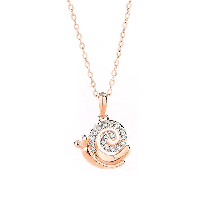 Minimalist Design Classic Chain Zircon 925 Sterling Silver Women'S Snail Pendant Personalized Initial Necklace for Moms for Girl