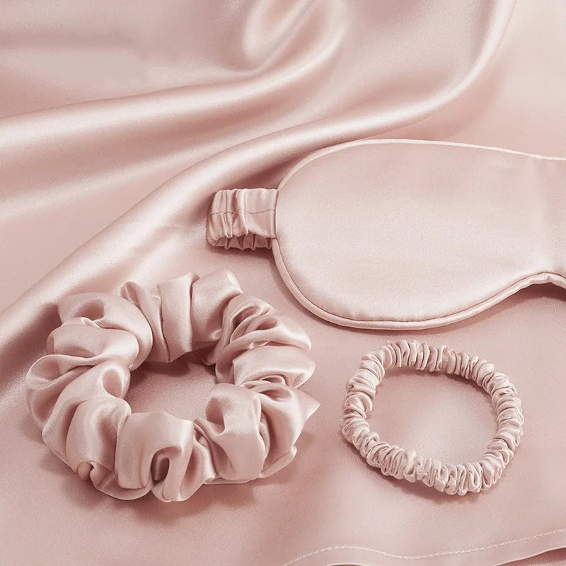 New Fashion Luxury 19MM  100% Pure Mulberry Silk Eye Mask and Scrunchie Silk Pillow Case