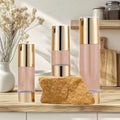 Luxury Airless Skincare Serum Bottles 15ml 30ml 50ml Recycled Glossy Gold Silver Cosmetic Packaging Lotion Pump for Shampoo