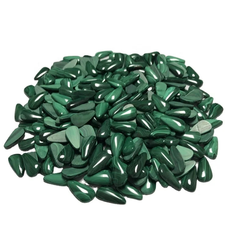 Malachite Pear Cabochon Natural Malachite Calibrated Flatback for Jewelry