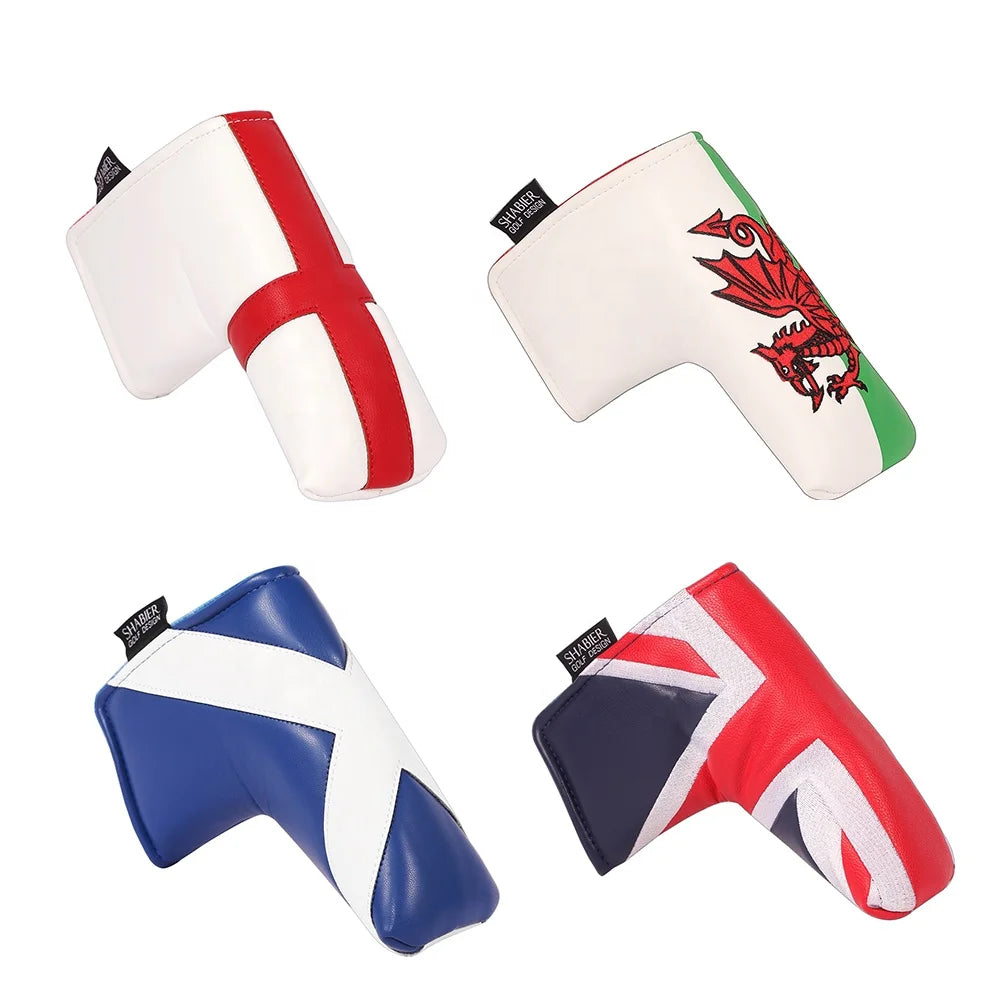 Drop Shipping  UK  Union Jack Series Leather Headcover  Magnetic Golf Clubs Blade Putter Cover