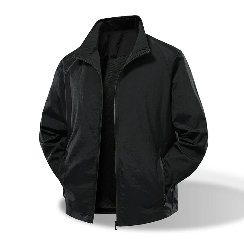 CN Bangladesh Factory Price OEM Customize Logo Embroidery Waterproof Stand Collar Outdoor Windproof Nylon Windbreaker Men Jacket MegaBDM