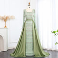 For Jancember LSZ238A Generous Square Collar Beading Sequins Belt Mermaid Floor-Length Evening Overskirt 3D Crystal for Parties