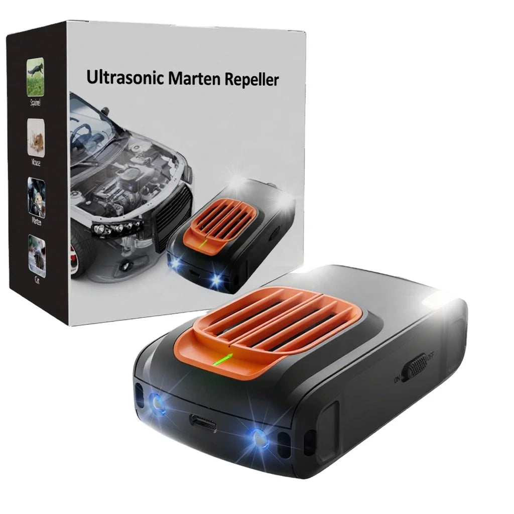 2025 New Design Vehicle Marten Deterrent With 4pcs Flashing Light Repel Mouse/Mice/Cat/Marten/Rat Ultrasonic Car Rat Repeller