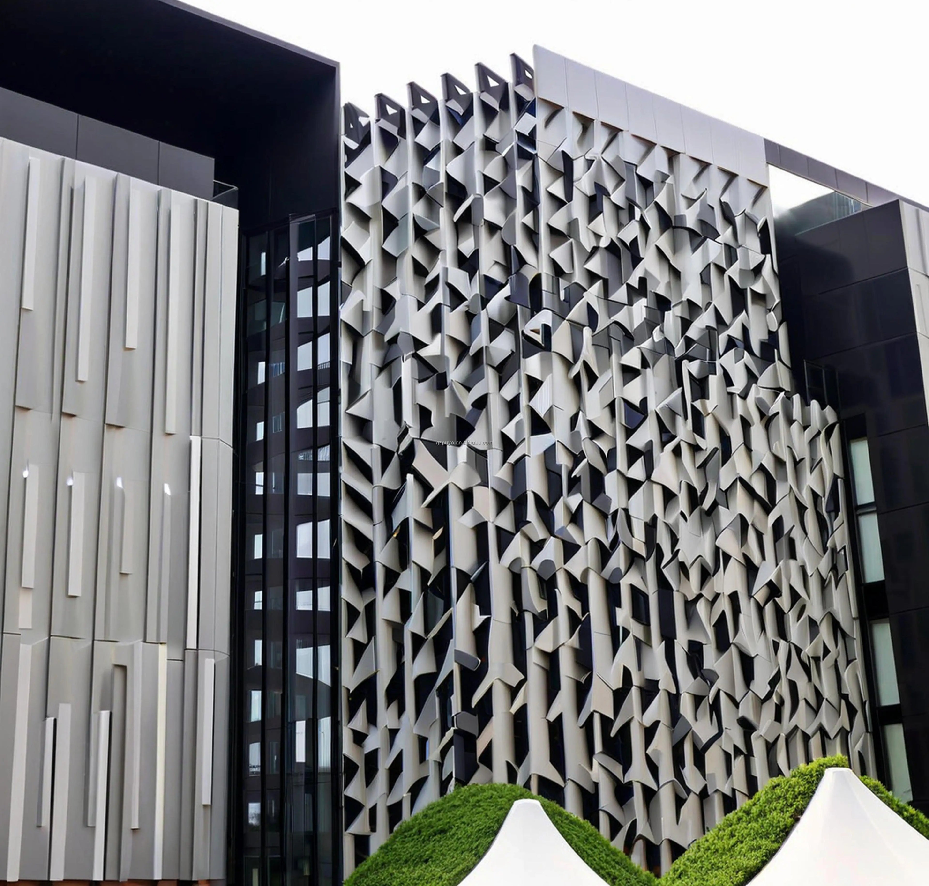 Modern Architectural Honeycomb Veneer in Eye-Catching Black Anodized Aluminum Finish for Outdoor Bathroom Bedroom Use