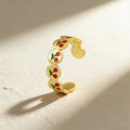 QIKU Wholesale Cute Strawberry Gold Filled Copper Open Adjustable Geometric Unique Premium Quality Jewelry