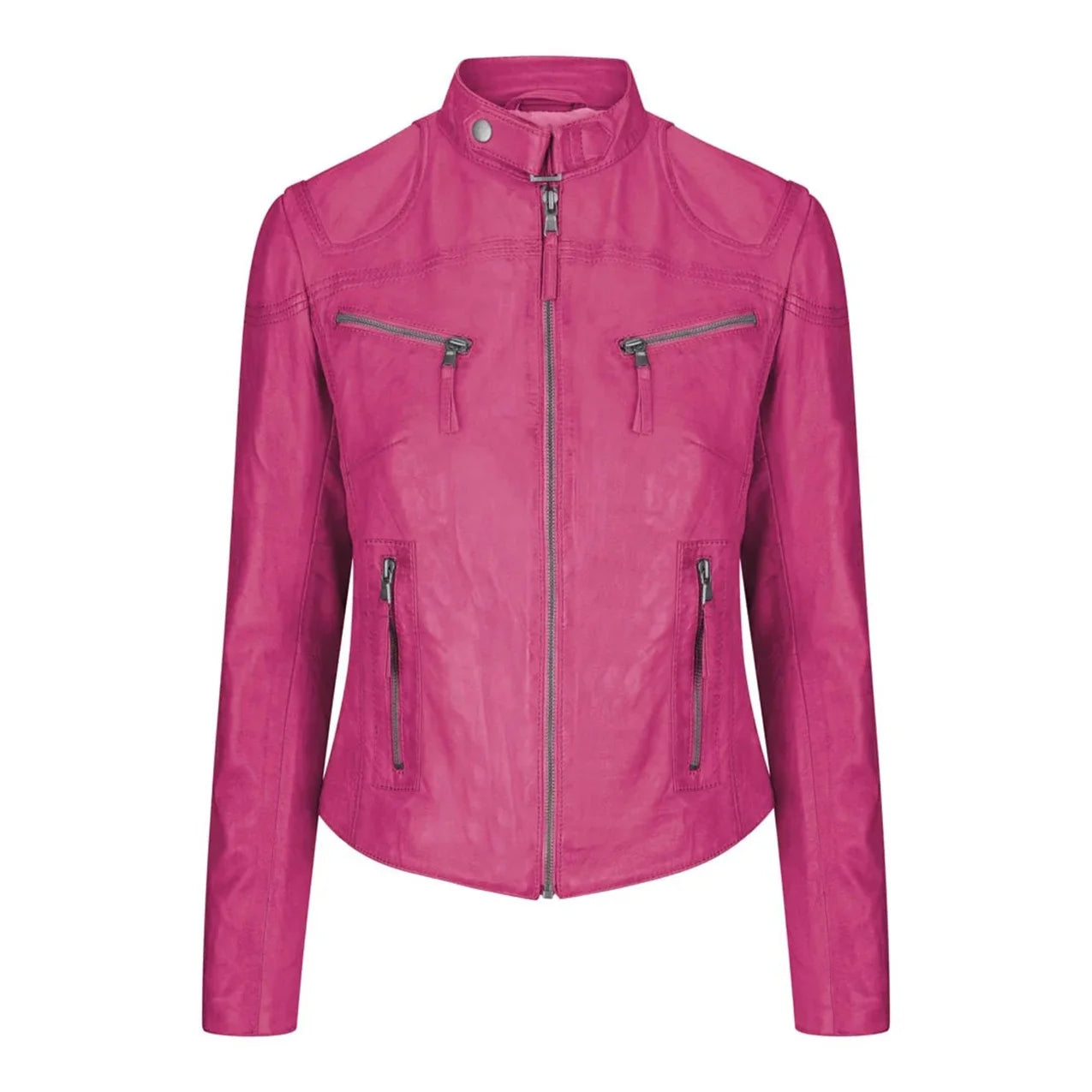 Wholesale Motorcycle Genuine Sheep Leather Jacket for Women's Ladies Cropped Bomber Style Fashion Spring Leather Jacket Women