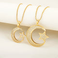 QIKU 18K Gold Plated Link Chain Necklace Star Pendant Zircon Unique Radiant Design Casual Look Copper Perfect Gift for Him Her