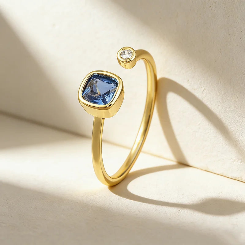 QIKU Simple Design Opening Adjustable Crystal Rings Finger Cubic Zircon Copper Wedding Party Jewelry Gift Wholesale Dropshipping