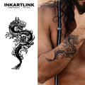 INKARTLINK Chinese Dragon Tattoo Sticker Traditional Oriental Dragon Kanji Herbal 15 Days Semi-permanent Body Art Arm Wholesale MegaBDM
