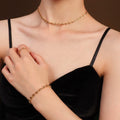 2026 Trendy Jewelry Fashion Simple New Stainless Steel 18k Gold Necklace Bracelet Ring Jewelry Set
