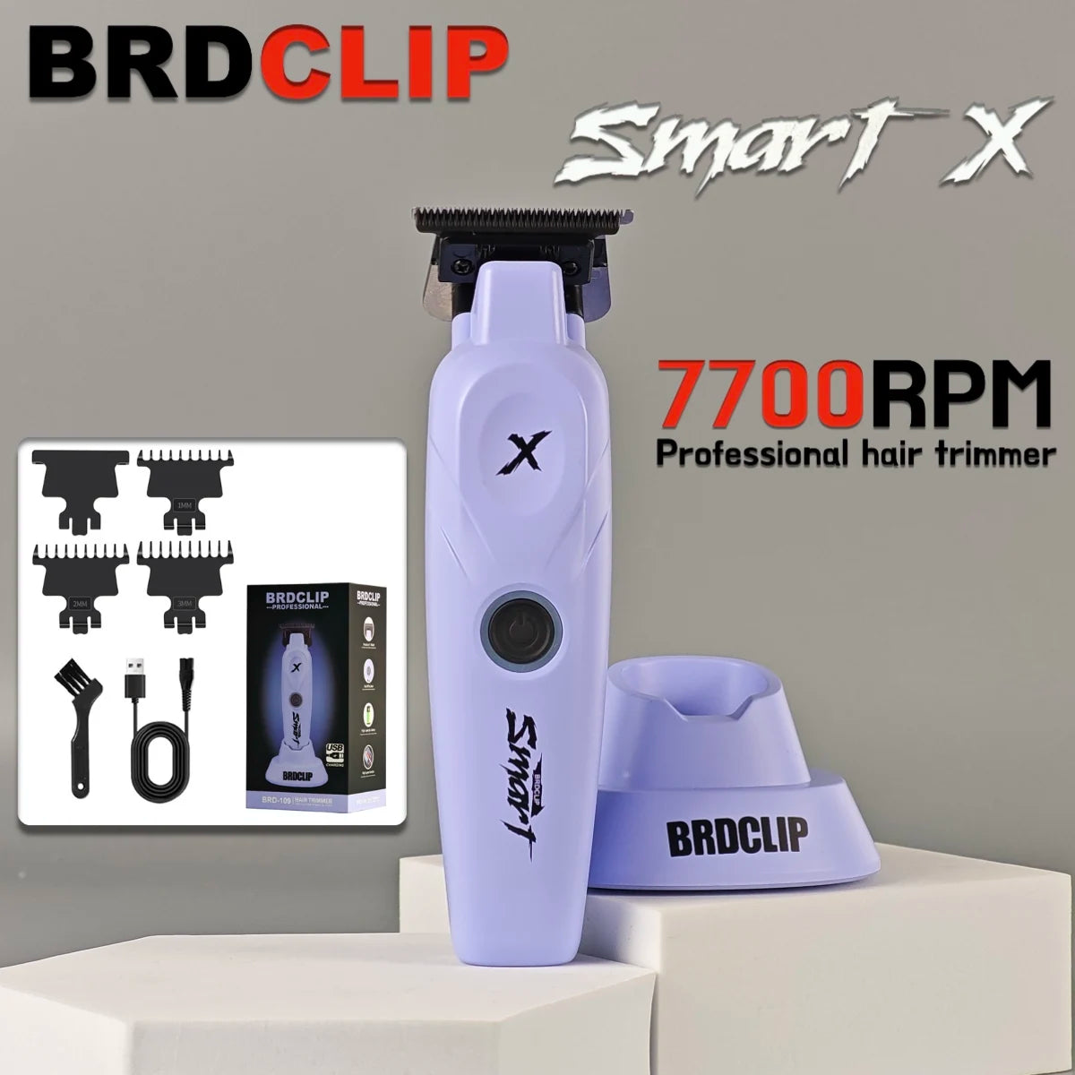 Professional Hair Trimmer BRDCLIP Hair Clipper for Man BRD 109 DLC Blade 7700RPM with Base 1200mAh Barber Shop Carve Machine