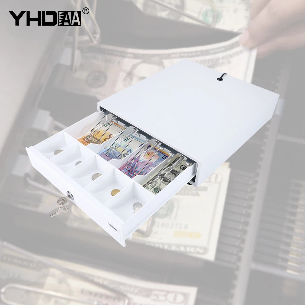 4 Bills 5 Coins Automatic POS Cash Register Drawer CE RoHS FCC Money Drawer with Emergency Switch for Shopping Mall Restaurant