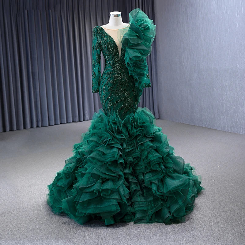 Jancember 222146 Elegant Green Lace-up Ruched Evening Prom Formal Dresses
