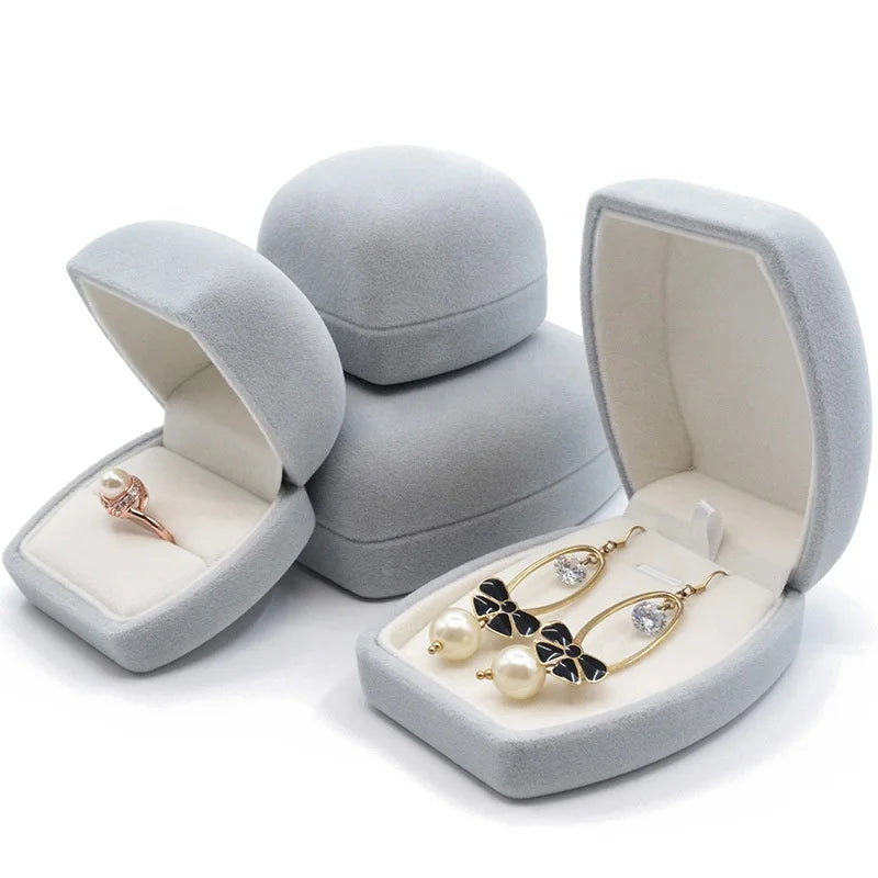 Wholesale Wedding Bulk Custom Logo Blue Pink Velvet Jewelry Ring Boxes