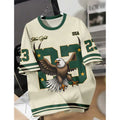 2025 Oversized Men's Long Sleeve Silk Screen Printed T-Shirts Sports Jersey Style Bold Print 200 Grams Hip Hop Streetwear