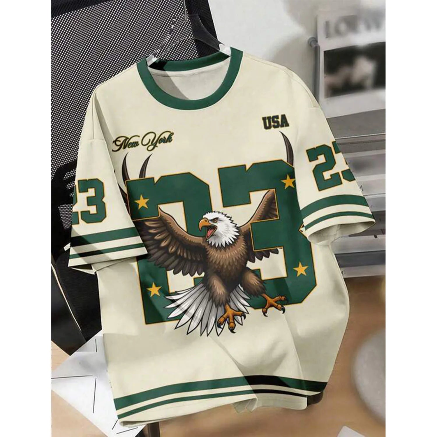 2025 Oversized Men's Long Sleeve Silk Screen Printed T-Shirts Sports Jersey Style Bold Print 200 Grams Hip Hop Streetwear