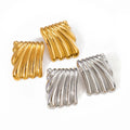 Irregular Lava Rectangle Drop Earring 18K PVD Gold Plated Stainless Steel Chunky Earrings for Woman and Gift