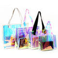 Wholesale Fashion Waterproof Transparent Holographic Laser Pvc Tote Shopping Bags Hologram Iridescent Clear Shoulder Bag MegaBDM