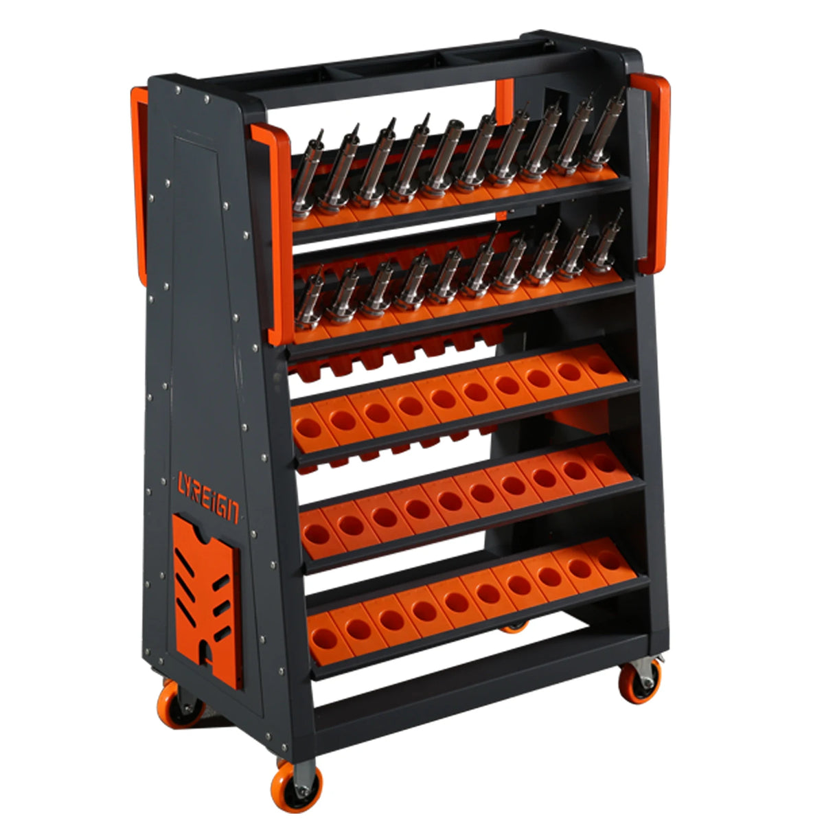 Heavy Duty CNC Tool Transfer Cart CAT40 BT40 Tool Holder Storage Trolley Metal Rolling Cutting Tool Cabinet with Silent Wheels MegaBDM