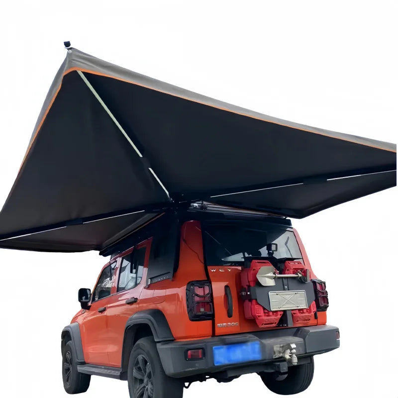 Car Camping Awning Tent LED Light Retractable Double Layer Oxford Fabric Waterproof Four-Season Portable 3-4 Person