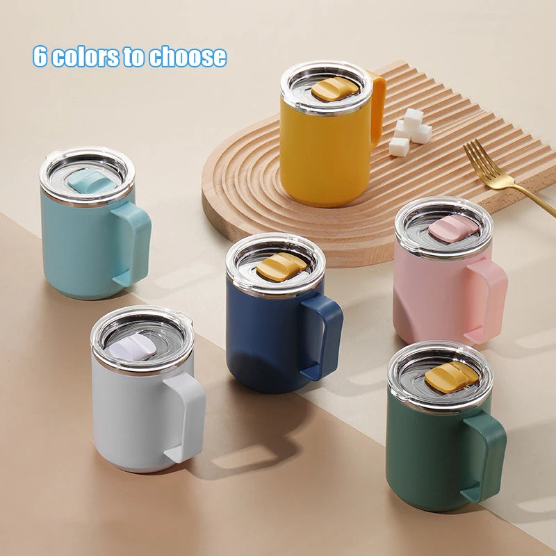 Hot  Colorful  Custom logo Reusable Stainless Steel Water Tumbler Portable Travel Coffee Mug With Lid With Handle