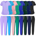 Wholesale Pocket Nurse Uniform T-Shirt Pant Coverall Workwear Suit V-neck Medical Uniforms Women