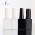 Low Moq OEM Service in Stock 15ml Square Gel Polish Bottle Matte/Glossy Black White Glass Container
