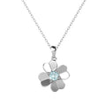 925 Sterling Silver Natural Gem Stone Sky Blue Topaz Heart Shape 4 Leaf Clover Pendant Ladies Necklace Destiny Jewellery