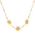 Charm 18k Gold Plated Stainless Steel  Fashion Jewelry Rhinestone Flower Necklace for Girls