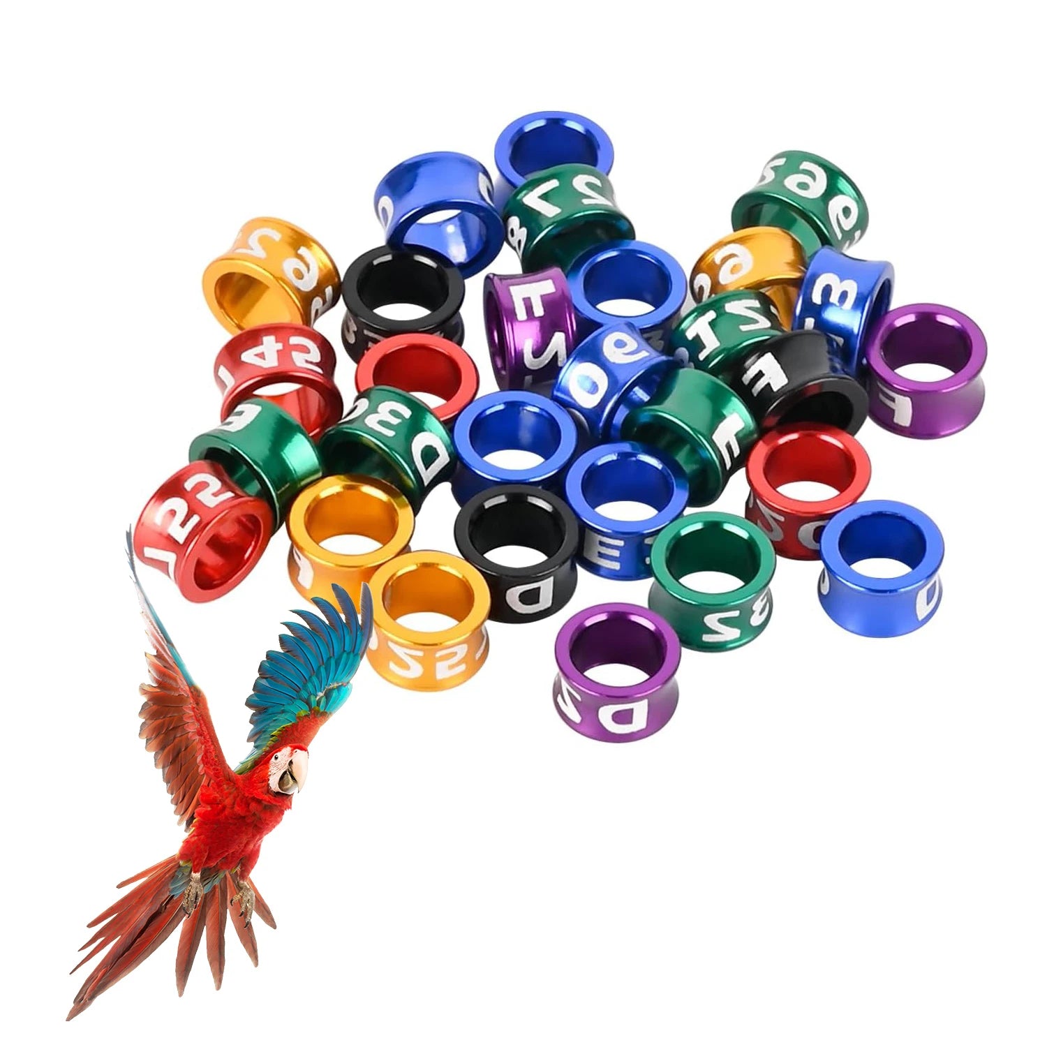 Bird Foot Rings Bird BandsMulticolor Aluminum Closed Mouth Bird Identification Leg Rings for Birds(4mm50pcs)