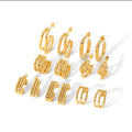 Minimalist Triple Hoop Stud Earrings Set PVD 18K Gold Plated Stainless Steel Multi Layered Wire Earrings Women Daily Jewelry MegaBDM