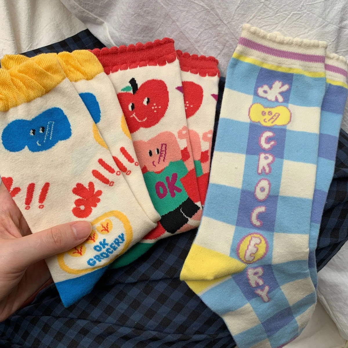 Cute Original Illustration Cartoon Cotton Socks Women Fashionable Colored Mid-calf Socks MegaBDM