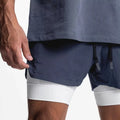 OEM Mens Running Shorts Double Layer Two in One Quick Dry Breathable Fitness Training European American Style Five Point Shorts
