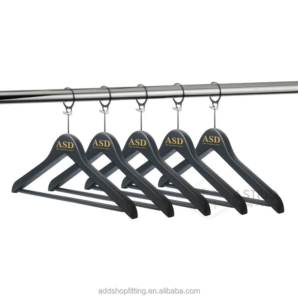 Luxury Custom Logo Anti-Theft Wood Clothing Clothes Hanger for Motel Hotel