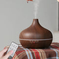 Portable 300ml Ultrasonic Humidifier 7 Color Smart Aroma Diffuser Wood Grain Essential Oil Diffuser Whit Remote Control Timer